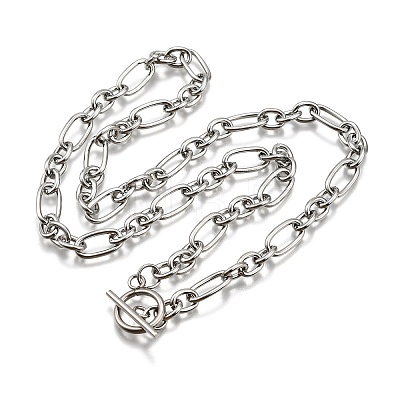 Non-Tarnish Unisex 304 Stainless Steel Figaro Chain Necklaces NJEW-H215-03P-1