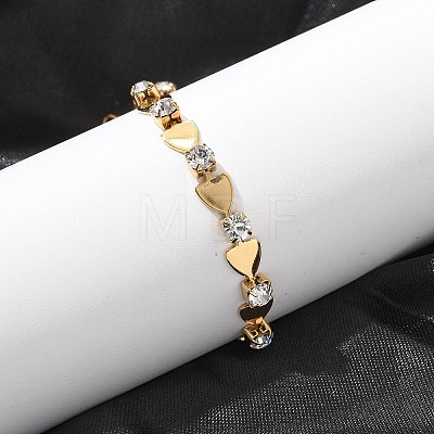 304 Stainless Steel Rhinestone Cup Chain Bracelets for Women BJEW-F488-26A-G-1