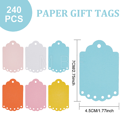 DELORIGIN 240Pcs 6 Colors Blank Hollow Paper Gift Tags Sets CDIS-DR0001-02-1