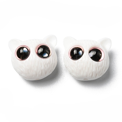 Opaque Resin Cat Shaped Beads with Glass Eye RESI-D050-17A-1