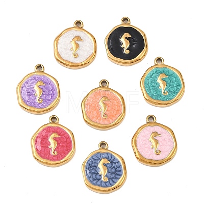 304 Stainless Steel Enamel Pendants STAS-P425-01G-01-1