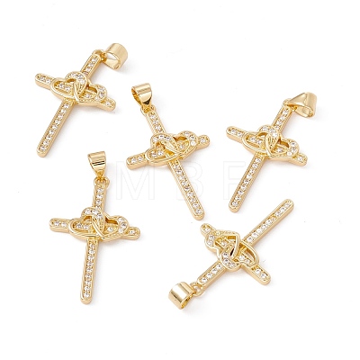 Rack Plating Brass Micro Pave Cubic Zirconia Pendants ZIRC-C040-45G-02-1