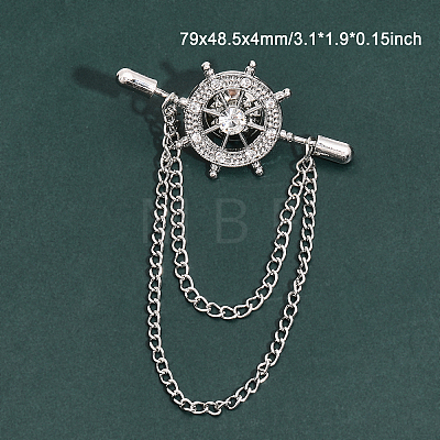 4Pcs Crystal Rhinestone Helm with Chains Tassel Lapel Pin JEWB-CA0001-38P-1