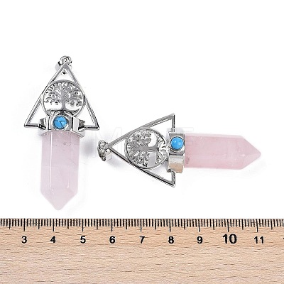 Natural Rose Quartz Faceted Pointed Bullet Big Pendants G-H076-02P-03-1