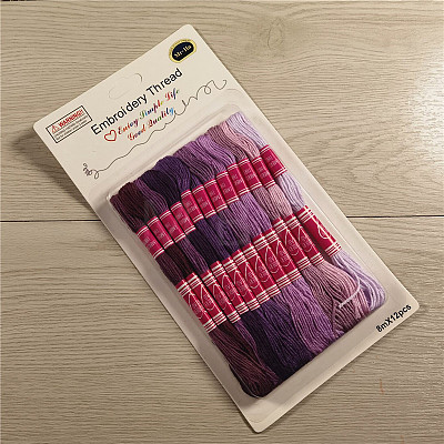 12 Skeins 12 Colors 6-Ply Polycotton(Polyester Cotton) Embroidery Floss LS-PW22063098415-1