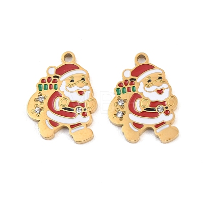 Christmas 304 Stainless Steel Enamel Pendants SA-CBA85C0-02I-G-1
