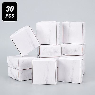 Marble Pattern Foldable Creative Kraft Paper Box CON-WH0077-13A-1