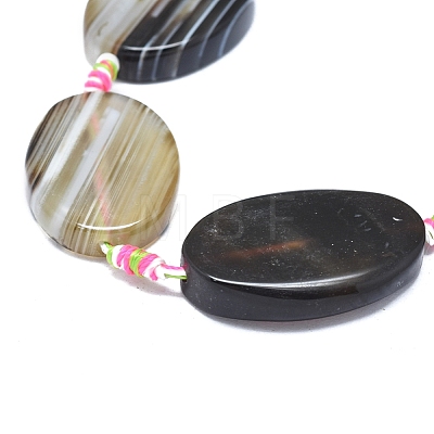 Natural Banded Agate/Striped Agate Beads Strands G-L544-066B-01-1