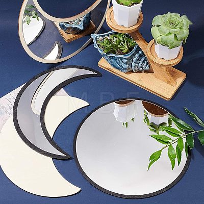 Acrylic Wooden Moon Phase Mirror DIY-WH0167-48A-1