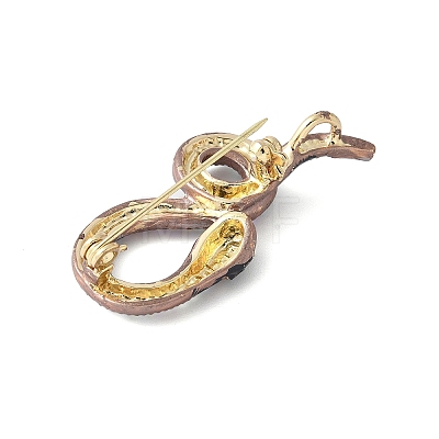 Snake Alloy Rhinestone Brooches for Backpack Clothes JEWB-V003-02G-1