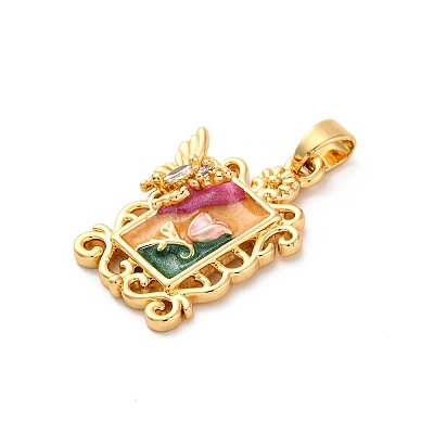 Brass Enamel Pendants KK-S502-10G-1