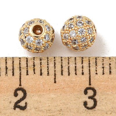 Brass Micro Pave Clear Cubic Zirconia Beads ZIRC-R113-01A-G-1