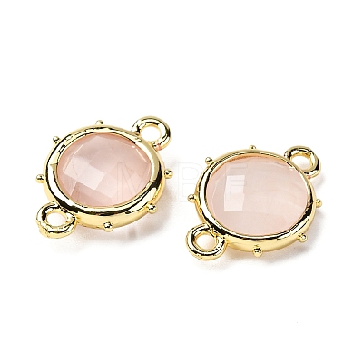 Brass Natural Rose Quartz Connector Charms KK-Z096-01G-02-1