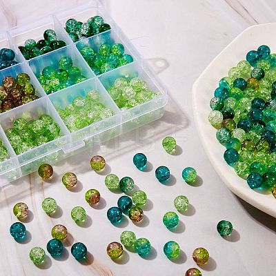 300Pcs 6 Colors Spray Painted Crackle Glass Beads CCG-SZ0001-11D-1