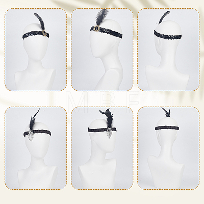 24Pcs 2 Styles Feathers with Satin Fabric with Plastic Headbands AJEW-GA0010-38-1