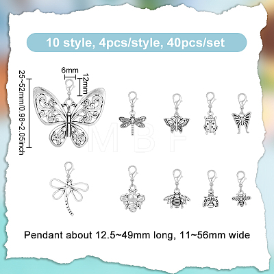 Insect Theme Tibetan Style Alloy Pendant Decoration HJEW-AB00455-1