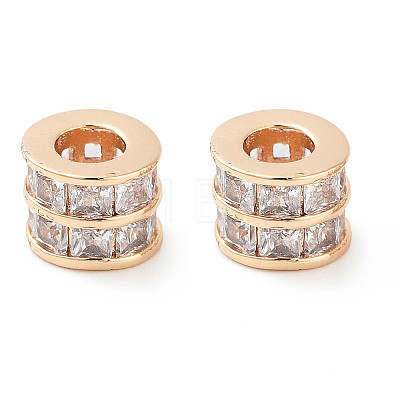 Brass Micro Pave Clear Cubic Zirconia Beads KK-U028-20G-1