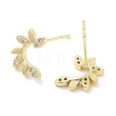 Brass Pave Clear Cubic Zirconia Stud Earring EJEW-S217-G09-1