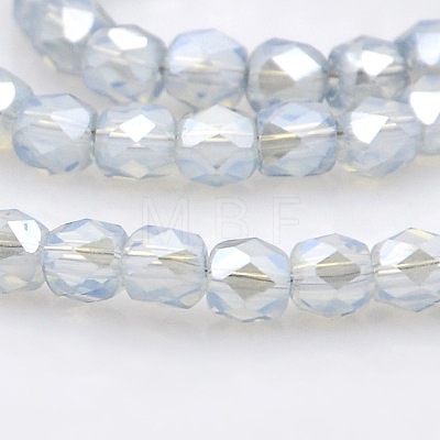 Pearl Luster Plated Glass Faceted Drum Beads Strands GLAA-A032-4mm-PL09-1