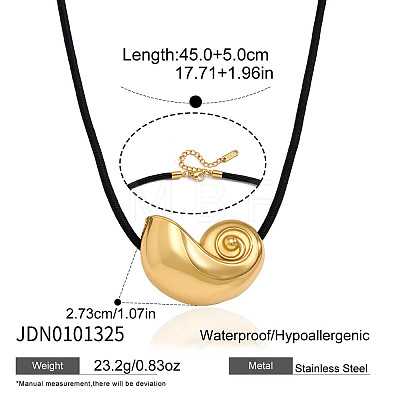 Ocean 304 Stainless Steel Conch Shell Shape Pendant Black Nylon Cord Necklaces for Women WG8D41C-01-1