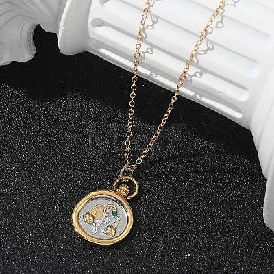 Brass Twelve Constellations Tarot Pendant Necklaces NJEW-Q006-01I-G-1