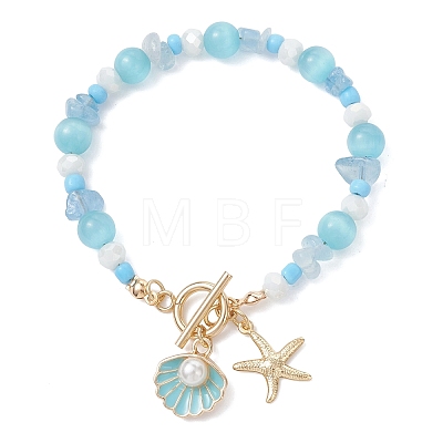 304 Stainless Steel & Alloy Enamel Charm Bracelets BJEW-TA00707-1