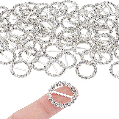 60Pcs Alloy Rhinestone Slider Buckles FIND-CY0001-93-1