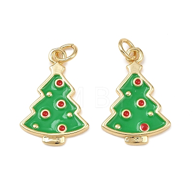 Christmas Brass Enamel Pendants KK-L255-17G-05-1