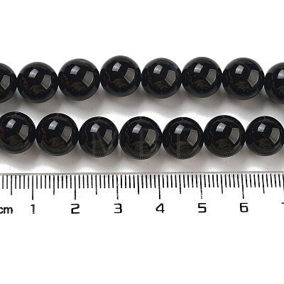 Natural Black Onyx Round Bead Strands G-R198-10mm-1