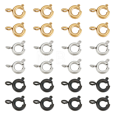 Unicraftale 24Pcs 3 Styles Ion Plating(IP) 304 Stainless Steel Spring Ring Clasps STAS-UN0052-58-1