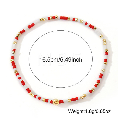 Bohemian Glass Seed Beads & Brass Stretch Bracelets for Women TI8364-1-1