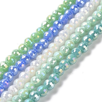 Electroplate Opaque Solid Color Glass Beads Strands GLAA-E036-10-M-1