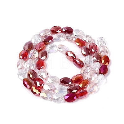Electroplate Imitation Jade & Opaque & Transparent Glass Beads Strands EGLA-Q135-6x8MM-01A-1