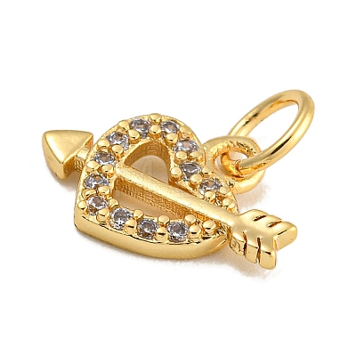 Rack Plating Brass Micro Pave Clear Cubic Zirconia Charms KK-U030-25G-1