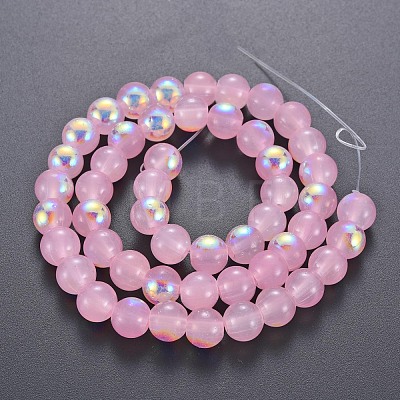 Spray Painted Glass Beads Strands GGLA-S058-001C-01-1