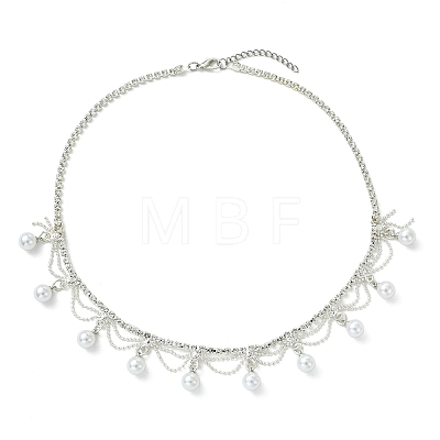 Brass Crystal Rhinestone Tennis Necklaces NJEW-JN06128-1