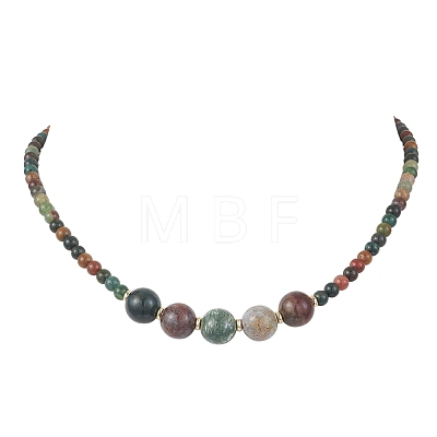 Round Natural Indian Agate Graduated Beaded Necklaces NJEW-JN05952-03-1
