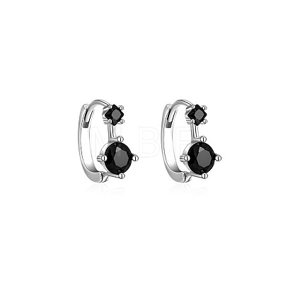 Brass Cubic Zirconia Hoop Earrings FS-WG07C05-02-1