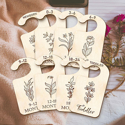 Wood Baby Closet Size Dividers AJEW-WH0352-013-1