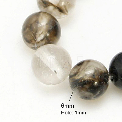 Black Watermelon Stone Glass Beads Strands G-G152-6mm-4-1