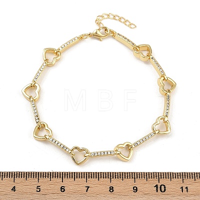 Brass Micro Pave Clear Cubic Zirconia Link Chain Bracelets for Women BJEW-F504-10G-1