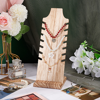 Wooden Slant Back Necklace Display Board NDIS-WH0016-04B-03-1