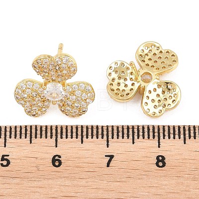 Brass Micro Pave Cubic Zirconia Stud Earrings EJEW-G471-51G-1