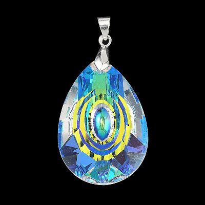 AB Color Plated Glass Pendants PALLOY-JF05680-1