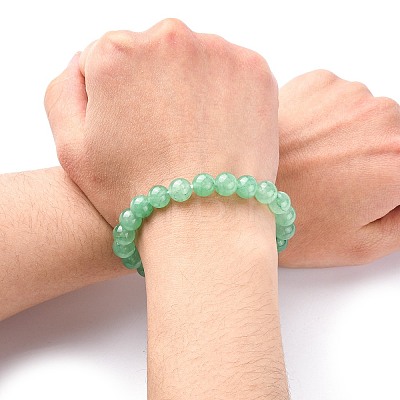 Dyed Natural Green Aventurine Beads Stretch Bracelets X-BJEW-Q305-1