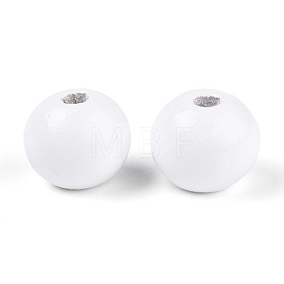 Spray Painted Round Natural Schima Wood Beads WOOD-A018-12mm-30-1