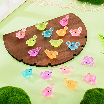 18Pcs 6 Colors Luminous Resin Crab Display Ornaments DJEW-TAD0001-04-1