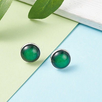 Plain Dome/Half Round Resin Stud Earrings for Women EJEW-JE04799-1