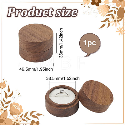 Round Wooden Single Ring Storage Boxes with Velvet Inside AJEW-WH0513-26B-1