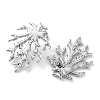 304 Stainless Steel Tree Branch Stud Earrings EJEW-D281-09S-1